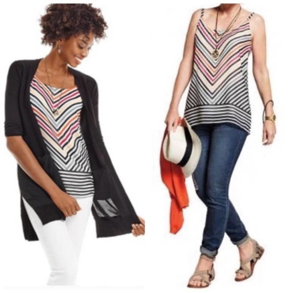 Cabi Striped Linea Cami Tank Top Size Small